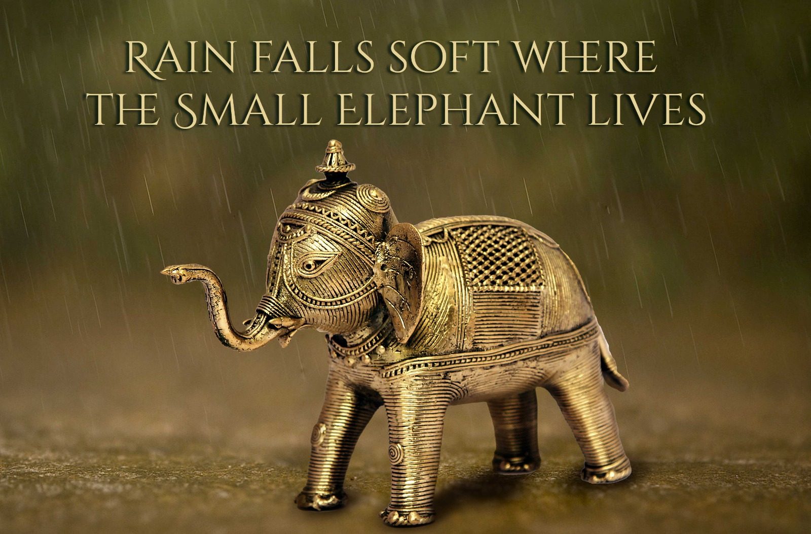RAIN FALLS SOFT WHERE THE SMALL ELEPHANT LIVES